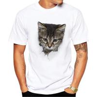 Camiseta De Verano Para Hombres Y Mujeres Con Estampado De Gato Divertido Casual Cuello Redondo Manga Corta Talla Oversize Harajuku Tees Top - details 0