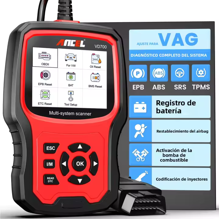 ANCEL VD700 Escáner Profesional OBD2 Para VW Audi Seat Skoda Reseteo De Aceite EPB SAS TPMS Lectura De Códigos Completo Sistema - 1
