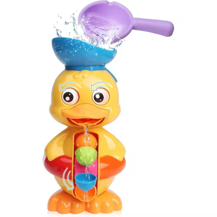 Juguetes de baño para niños de 1, 2 y 3 años | Juguete de baño con forma de pato y rueda de agua giratoria y ojos | Juguete de baño divertido con ventosa eléctrica SHOPBOP para niños pequeños - 1