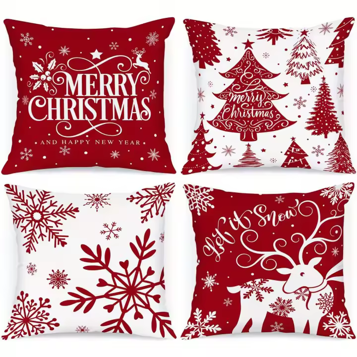 Juego de 4 fundas de almohada de tiro de Navidad-45x45 cm - 1