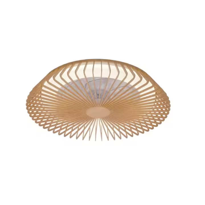 Ventilador LED de techo madera natural HIMALAYA, minimalista con control de voz, ultrasilencioso, 70W, 2700K-5000K, 4900Lm de Mantra iluminación | LeonLeds - 1