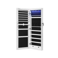 Espejo joyero con luz led, organizador montado en la pared con cierre seguro, colgante para puerta, espejo y compartimentos, perfecto para pendientes, collares - details 3