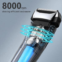 Hatteker Afeitadora Eléctrica Foil 4D Recargable Para Hombres Afeitadora De Barba Máquina De Afeitar IPX6 Limpieza 8000rpm HT-909 - details 7