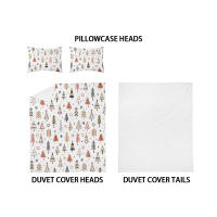 Juego De Cama Navideño 3 Piezas Con Patrón De Árbol De Navidad (1 Funda De Edredón + 2 Fundas De Almohada) Set De Algodón Suave Y Cómodo - details 13