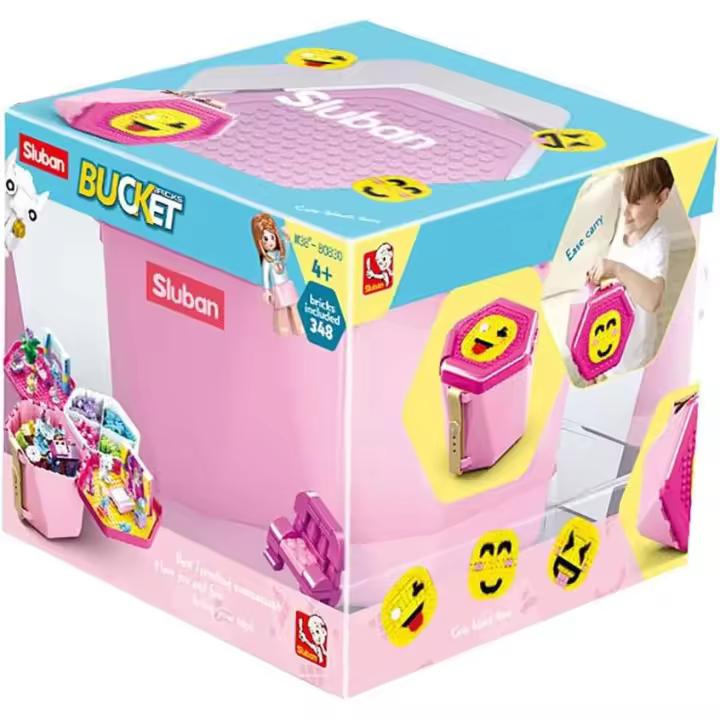 Sluban Cubo rosa con bloques de construcción - 1