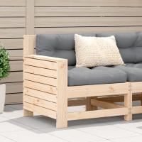vidaXL Sofá jardín con reposabrazos y cojín madera pino marrón cera en color Marrón/taupe/Sin tratar/Antracita/Sin tratar/Beige y más | acolchados duraderos para sofás de jardín terraza exterior - details 1