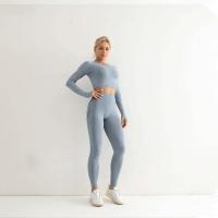 Conjunto De Yoga Para Mujer Ropa Deportiva De Gimnasio Con Top De Manga Larga Y Leggings De Cintura Alta Fitness Sports - details 9