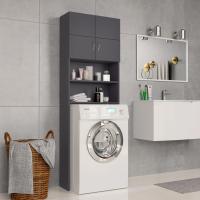 Armario de Baño Roble Ahumado 64x25,5x190 cm Mueble Lavadora Estante Color Roble ahumado,  Gris sonoma,  Roble Sonoma y mas - details 4