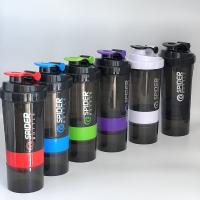 Botella De Proteína Con Agitador De 3 Capas Botella De Agua Para Ejercicio Y Construcción Corporal Mezcladora De Plástico - details 1