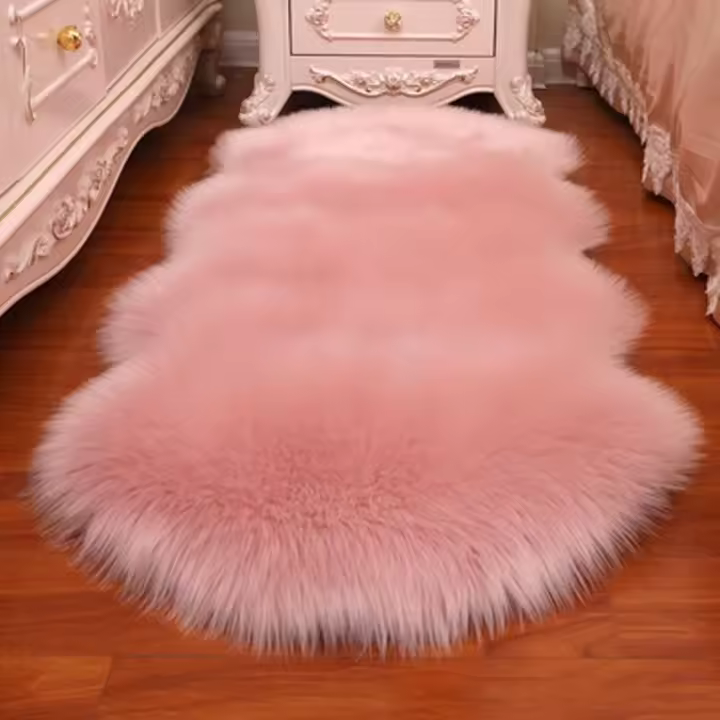 Carpetas De Piel De Oveja Artificial De Pelo Largo Alfombra De Piel Suave Para El Piso Estilo Shaggy Decoración Del Hogar Material PVC Para Adultos - 1