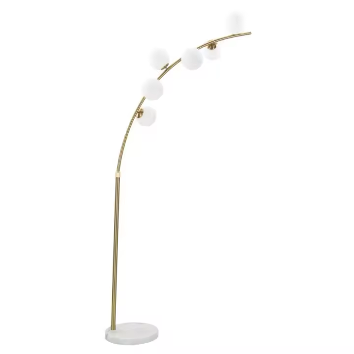 Lámpara de Pie MF208, Metal, Oro, 130x45x220 cm - 1