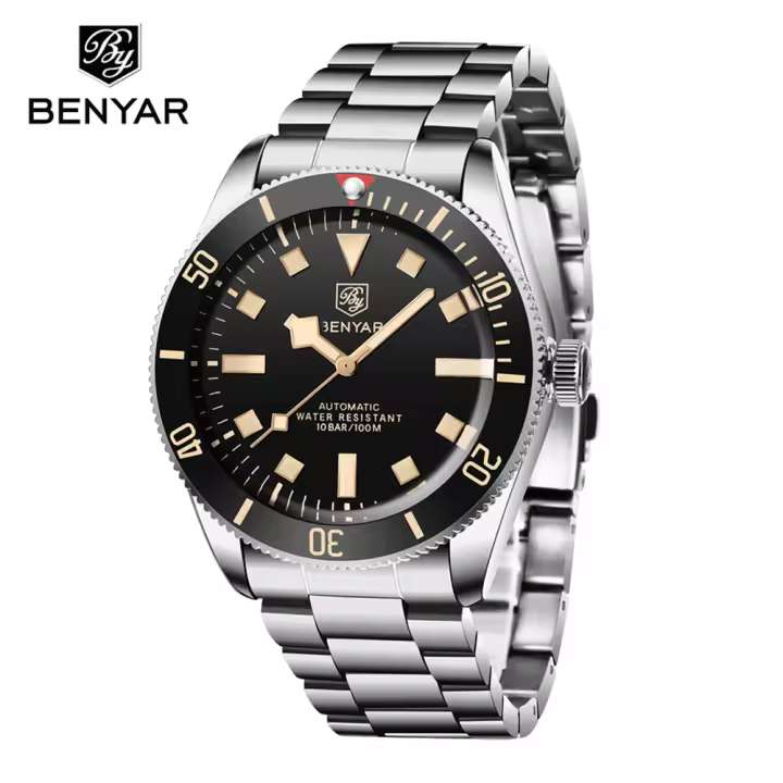 Reloj Mecánico Automático Para Hombre Benyar BB58 Resistente Al Agua Luminoso De Moda Reloj De Pulsera De Lujo Con Numeración Romana Y Seguro Plegable - 1