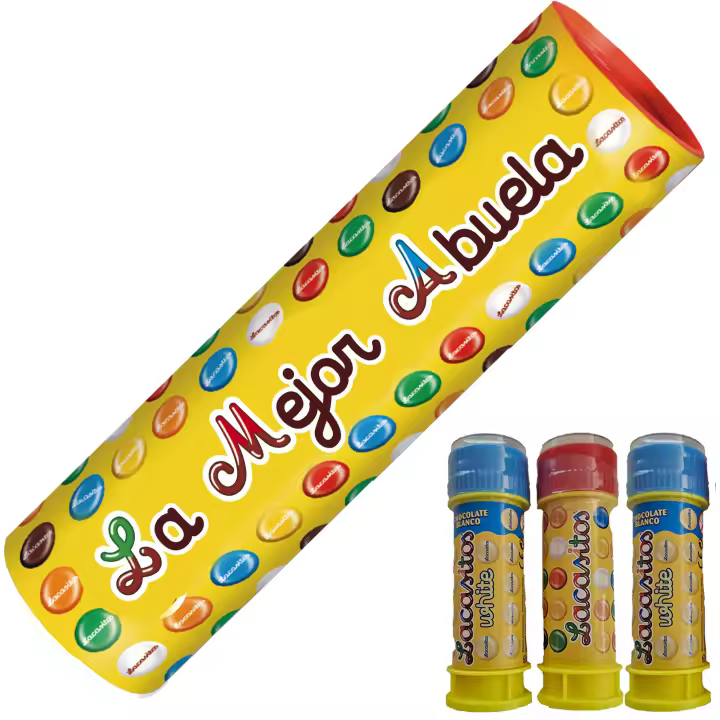 Lacasitos Megatubo 1,5 KG-La mejor abuela + 3 POMPEROS LACASITOS - 1