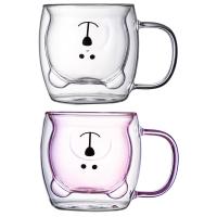 Taza De Café Doble Oso De 250ML Con Mano Transparente Insulada Para Leche Jugo Té Utensilios De Espresso Lindo Y Ecológico - details 6