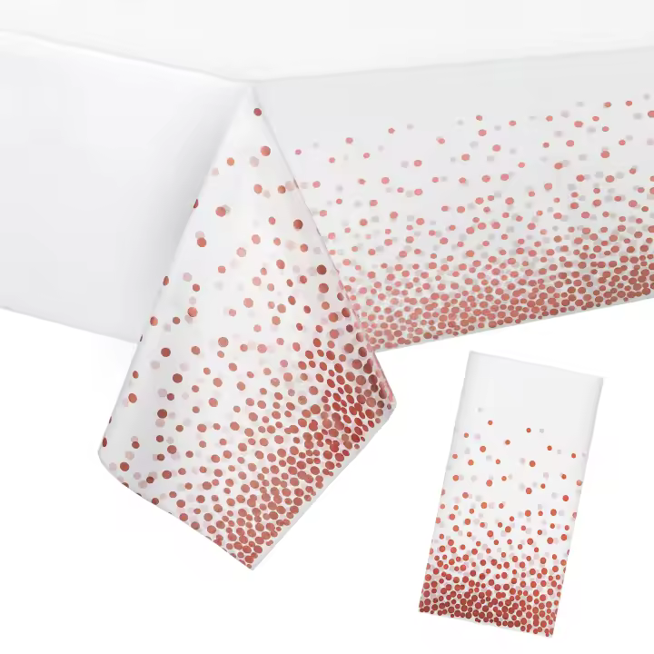 Mantel De Fiesta Desechable 137x274cm Impermeable Y Resistente Al Aceite Con Puntos Dorados Para Bodas Y Fiestas PEVA - 1