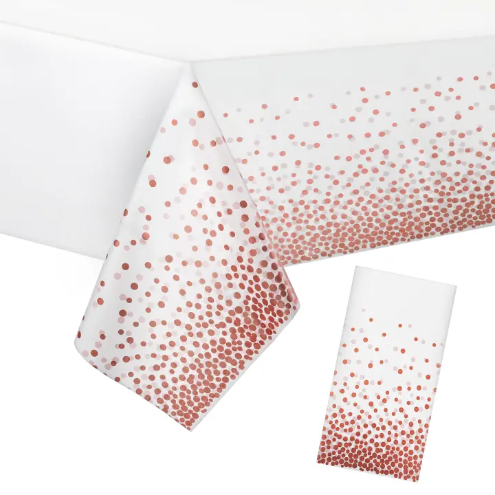 Mantel De Fiesta Desechable 137x274cm Impermeable Y Resistente Al Aceite Con Puntos Dorados Para Bodas Y Fiestas PEVA - 1