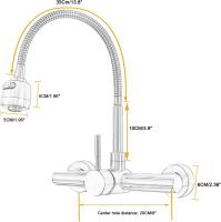 Grifo de cocina para fregadero de pared con rociador, 8 pulgadas (aproximadamente 20,3 cm) de centro, grifo mezclador de acero inoxidable con acabado cepillado, grifo práctico para lavandería con rociador de doble función, NSF sin plomo. - details 3