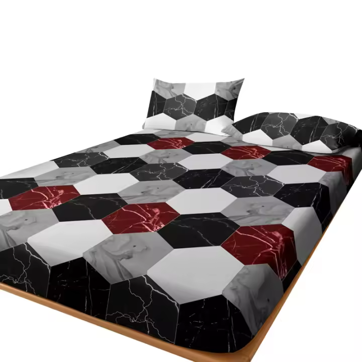 Sábana Estilo Marfil Con Patrón Geométrico Y Acabado Fresado Para Cama Incluye Fundas De Almohada (no Incluidas) Material 100% Poliéster - 1
