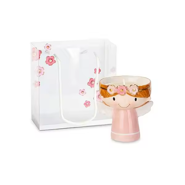 Cupid & Co. Vela Ángel Rosa D 75 Mm H 95 Mm con Shopper - 1