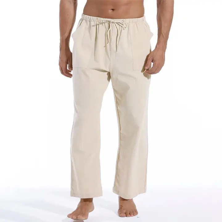 Pantalones Grandes King Billion Para Hombre Algodón Y Lino Estilo Ingles Rectos Cierre Elástico Casual Comodidad Talla Media - 1