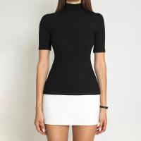 Vestido Bodycon De Verano Para Mujer Con Cuello Alto Y Manga Corta Elegante Mini Vestido De Calle Y2k Polyester Spandex Slim Fit - details 13
