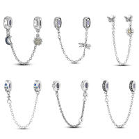 Nueva Cadena De Seguridad De Mariposa Margarita Con Perla De Plata 925 Para Mujeres Joyería De Bricolaje DIY Regalo Charm - details 0