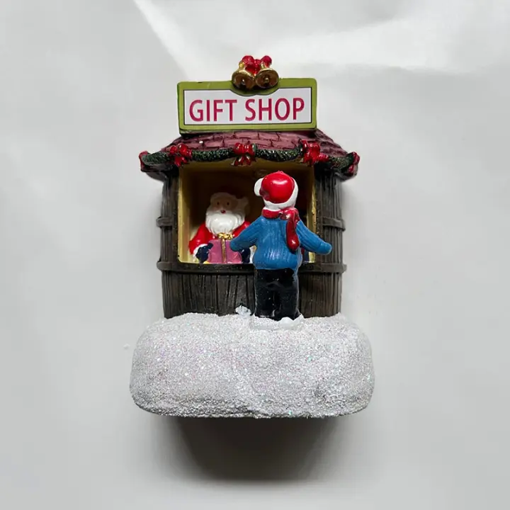 Adornos De Navidad Resina Casa LED Decoración De Árbol De Navidad Juguete Para Niños Esqueleto De Hombre Y Santa Claus Microlandscape - 1
