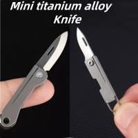 Cuchillo De Bolsillo De Aleación De Titanio Miniatura Con Borde Plegable Fino Llavero Portátil Colgante Unboxing Y Desempaquetado Cuchillo Express - details 1