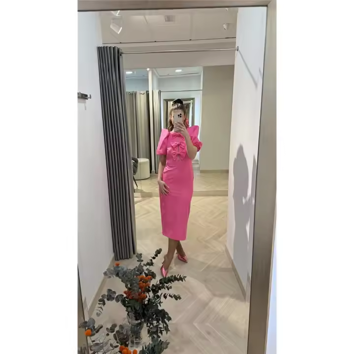 DANIELLA Vestido lazos rosa - 1