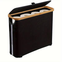 Cesta De Almacenamiento Grande Con Estante Y Porta Papel De 12 Rolls De Tissue Cubierta De Tela Oxford Y Bamboo - details 0