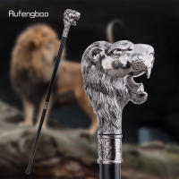 Bastón Elegante De 93cm Con Cabeza De León Plateada Y Bigote Decorativo Para Cosplay Y Moda De Hombre Manija De Acero Y Aluminio Con Suela De Goma - details 0