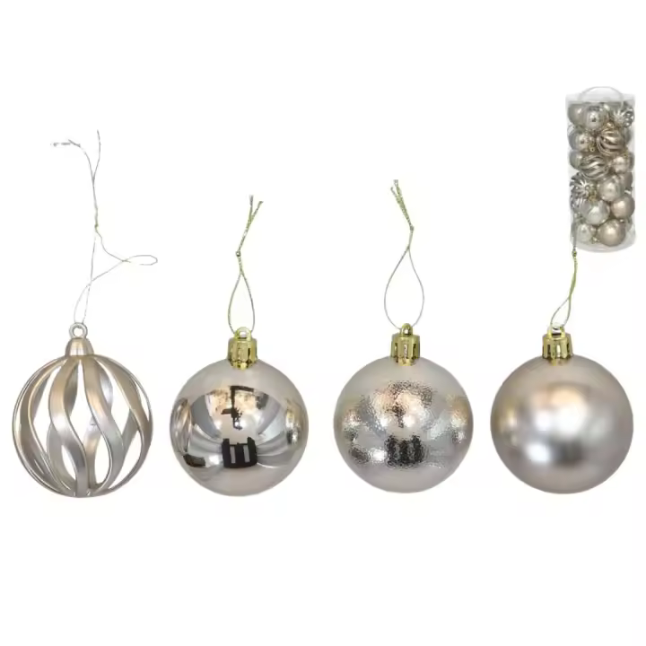 Gerimport Set x 24 bolas de Navidad plateadas de 6 cm (4STD) - 1