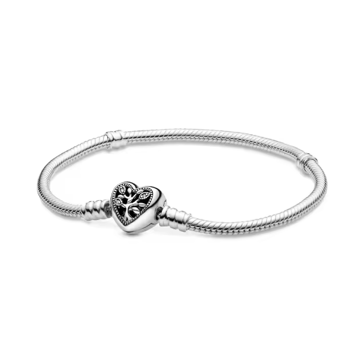 Pulsera Pandora Cadena Serpiente Cierre Corazón Árbol Genealógico - 1