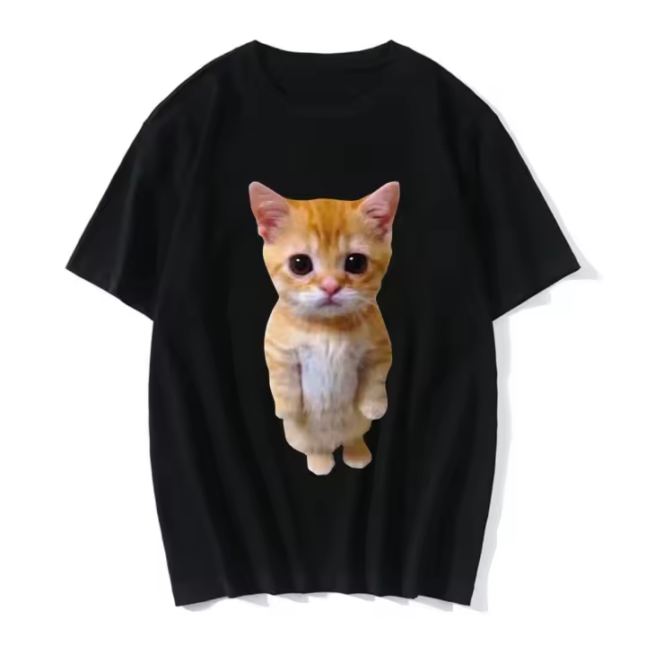 Camiseta Casual De Gato Divertido 3D Para Mujer Y Hombre Harajuku Verano Moda Camisetas Unisex Estilo Japonés Talla Regular - 1