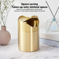 Mini Contenedor De Basura Para Encimera Ahorrador De Espacio Antihuella Acero Inoxidable 304 Para Escritorio En Oficina - details 13