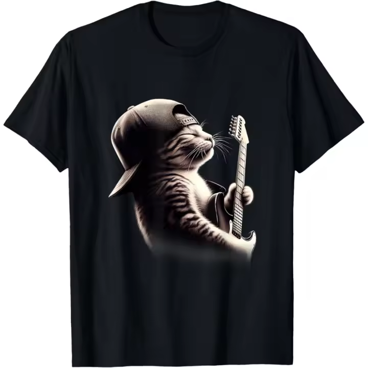Camiseta de Manga Corta, 100% Algodón, Ropa Unisex para Hombres y Mujeres en 5 Tallas, Camiseta Negra, Cuello redondo con estampado. - 1