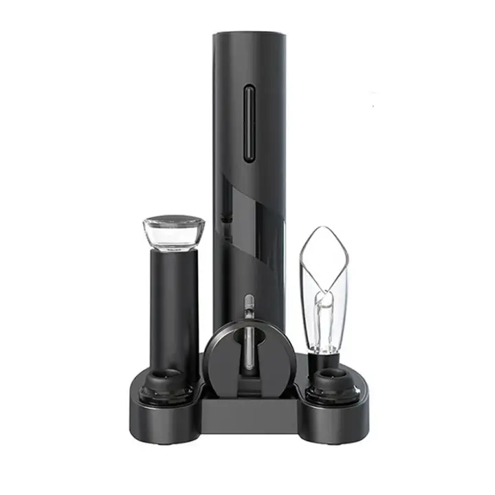 Juego de abridor de vino eléctrico, abridor de Sacacorchos de botella de vino operado con cortador de papel de aluminio, vertedor de aireador de vino, tapones de vacío - 1