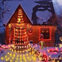 Luz De Navidad Para Árbol Y Decoración De Fiesta Con 180 LEDs En Forma De Catarata Y Árboles Con Enchufe USB 8 Modos Para Ventanas Y Cortinas - details 4