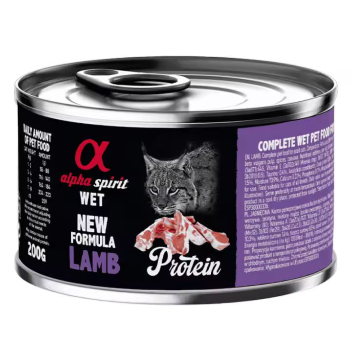 Alpha Spirit Comida Húmeda para Gato en Lata Sabor Cordero – Alimento Natural, Completo y Sin Cereales - 1
