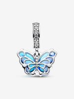 Pandora - Charm Colgante de Mariposa de cristal de Murano Azul-Plata de Lei - details 2