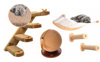 WANEKA Hamaca Gato Cama Pared Colgante Regalo Gatuno Escalera Accesorios Gatos Escalera Madera Sisal Madera Natural Cuerda y algodón Pared Escalada - details 1