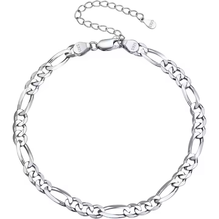 Silvora Pulsera de Tobillo Plata de Ley Serpiente Rosa Abalorio Cadenas Cubanas para Mujeres Hombres, Pulseras Tobillera para Playa Piscina Playa Calle - 1