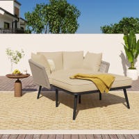 Sofá de Jardín Con 2 cojines y 2 cojines, sillona de exterior, tumbona de Jardín, Conjunto de muebles de balcón, muebles de salón, muebles de Terraza, cojines desfundables y lavables - details 0