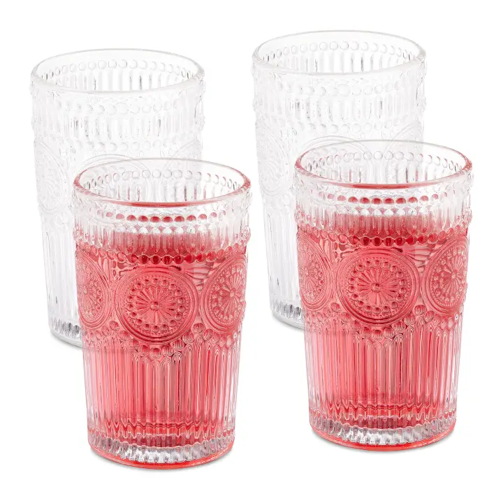 Para Beber Vase, Juego de 2, 380 Ml, Para Agua Vintage Vase, Zumo, refreco, Aptos para lavavajillas, de Agua Vaso, transparentes, 13x8 cm - 1