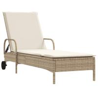 vidaXL Tumbona con ruedas y cojín ratán sintético Negro, Marrón, Gris Sillas de Exterior Ideal para jardín, playa, piscina, terraza Tumbona Piscina Tumbonas Playa Tumbonas Jardín Exterior - details 3
