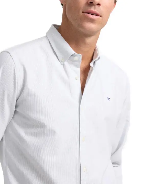 Camisa Silbon oxford multirayas verdes Slim fit de hombre - 1