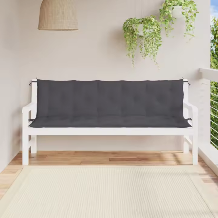 vidaXL Cojín de banco de jardín tela Oxford antracita 180x(50+50)x7 cm - 1