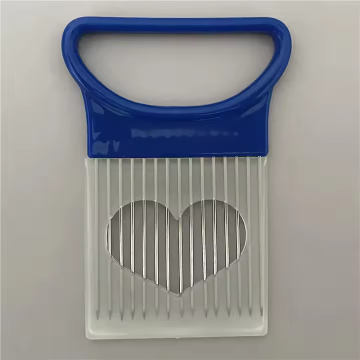Soporte De Dientes Para Cebolla En Acero Inoxidable Cortador De Alimentos Auxiliar De Cocina Para Verduras Y Tomates - 1