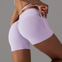 Shorts De Yoga Para Mujer Con Cintura Alta Y Bolsillos Diseño Cruzado Transpirables Y Secado Rápido Para Gimnasio Running Ejercicio - details 54