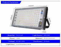 Lámpara De Inundación LED 100W IP65 Impermeable Para Exterior 220V 230V 240V Luces De Jardín Y Paisaje Lámpara De Calle LED Contemporánea De Aluminio - details 1